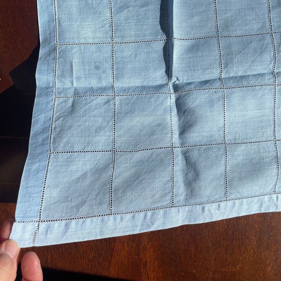 LOT of 3 Vintage Organza Linen Pale Blue Tea Towel & Tablecloth - Picture 10 of 10